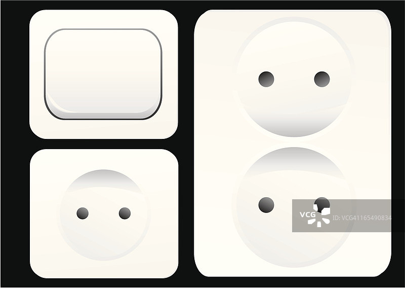 两个插座和一个开关图片素材