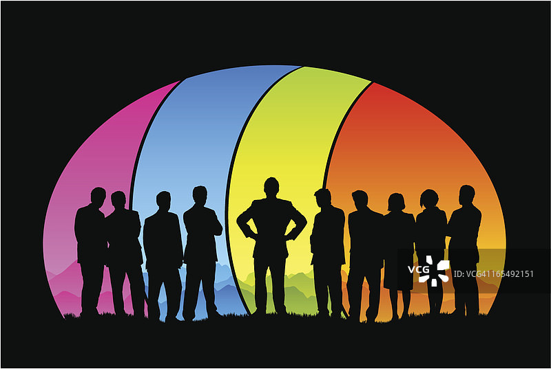 拥有项目经理剪影的商务团队图片素材