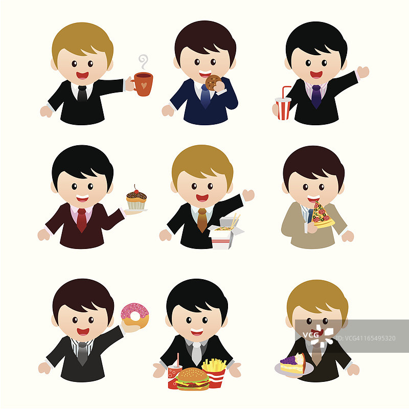 带有快餐图标的商人图片素材