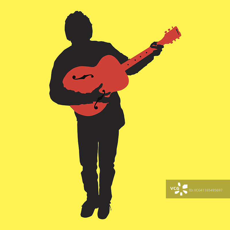 吟游诗人：原声吉他手剪影（jpg/矢量图）图片素材