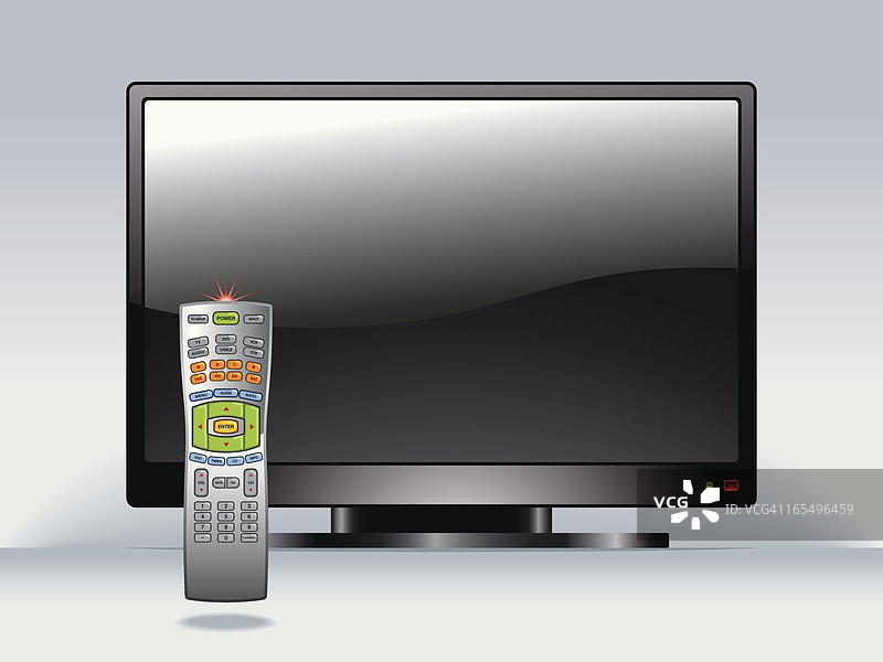 纯平电视和遥控器矢量素材图片素材