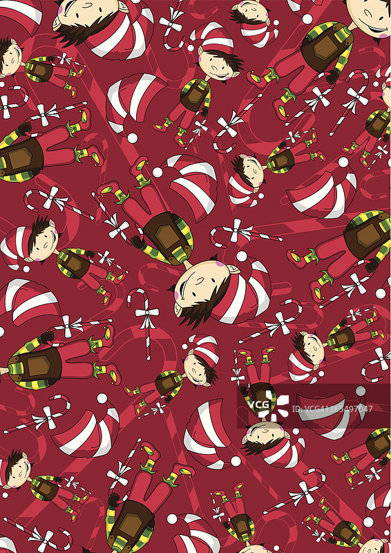 可爱圣诞精灵糖果手杖图案图片素材