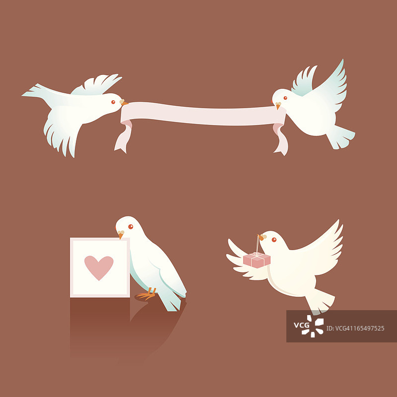 系着丝带和爱心留言的鸽子图片素材