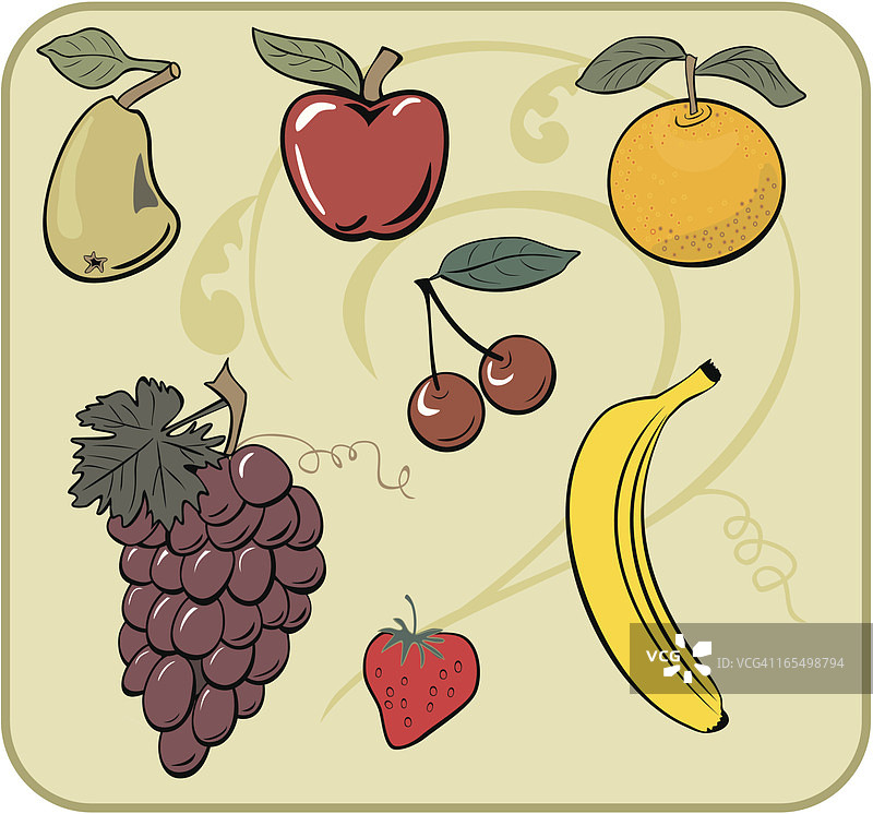 七种常见水果合集图片素材