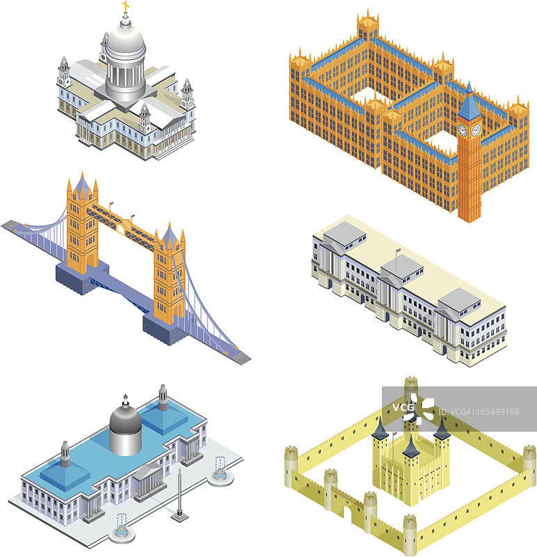 伦敦六栋建筑图片素材