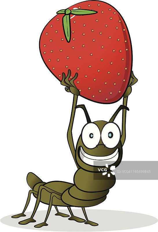 蚂蚁搬运草莓图片素材