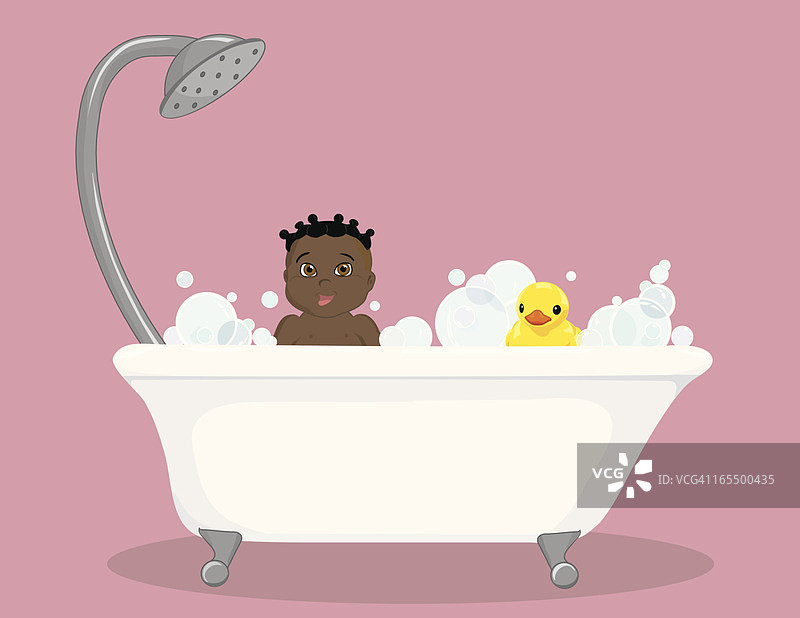 浴缸里的小黑人女孩图片素材