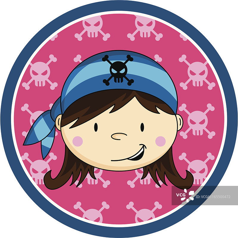 可爱的海盗女孩图标图片素材