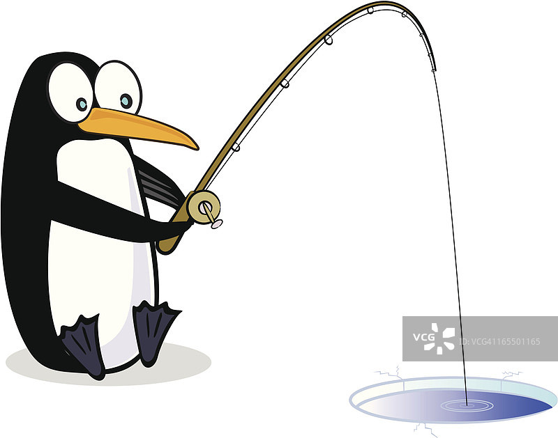 企鹅捕鱼图片素材