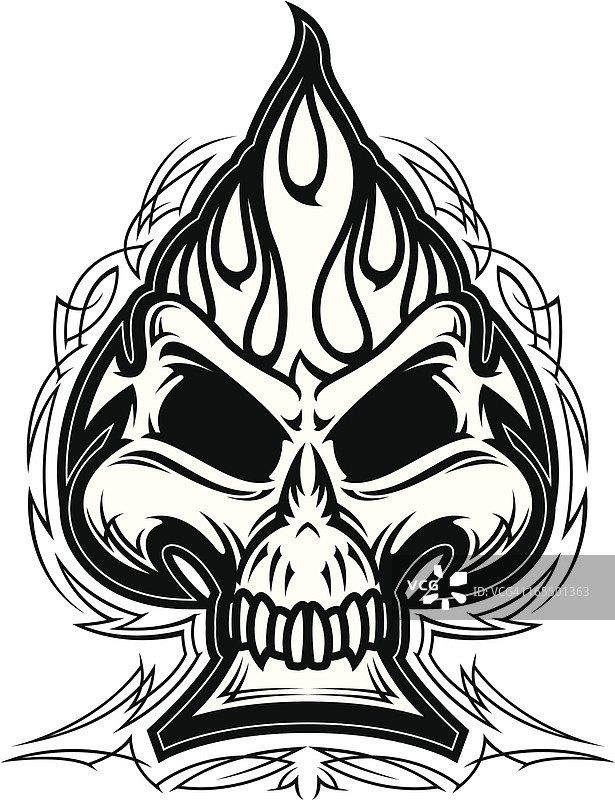 骷髅黑桃B&W图片素材