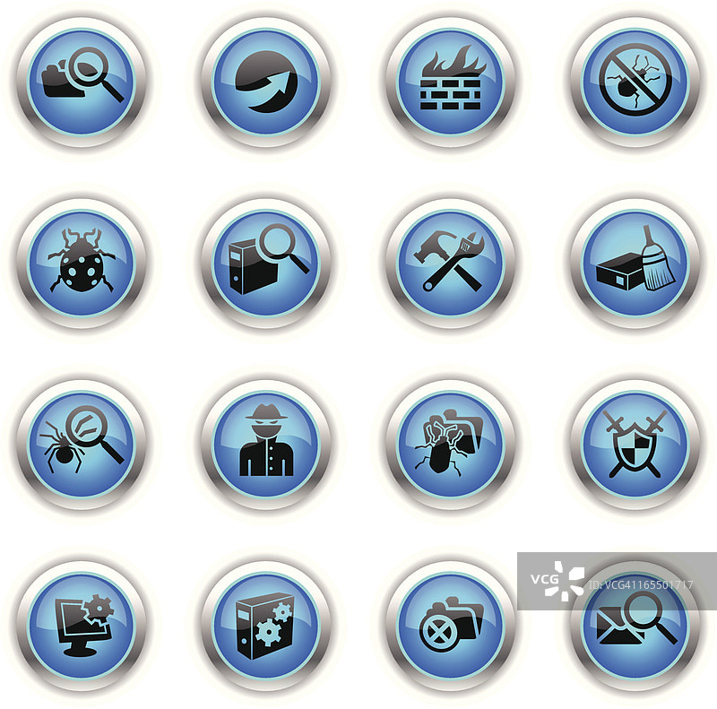 蓝色图标 - 网络安全图片素材