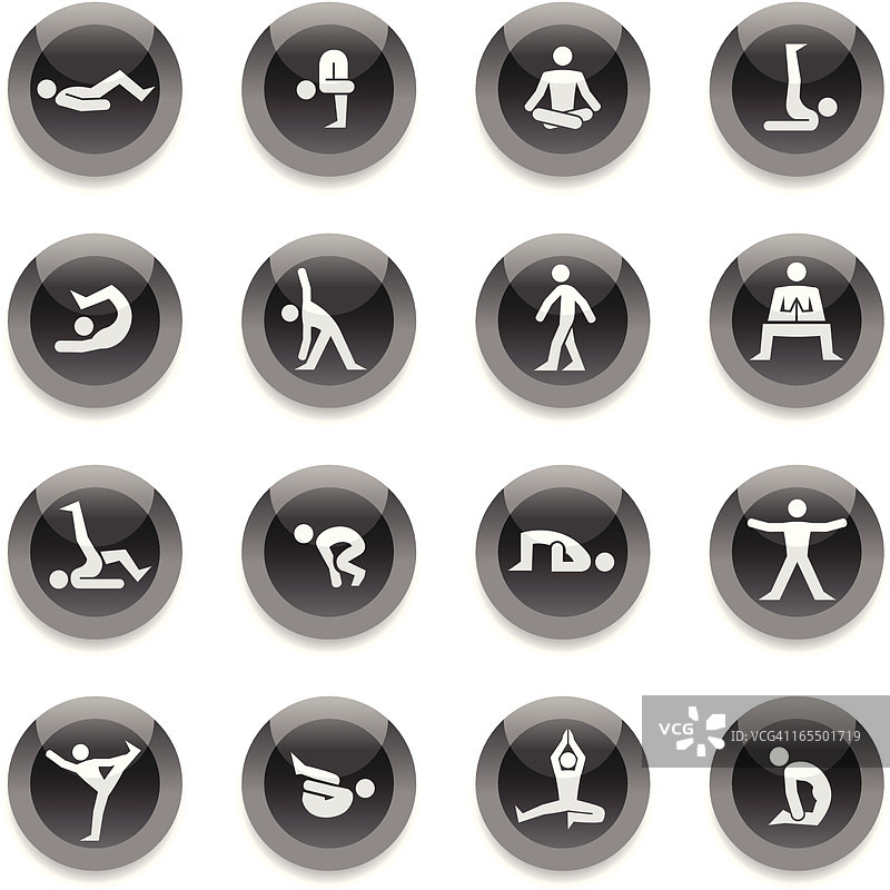 黑色圆形图标 - 瑜伽图片素材