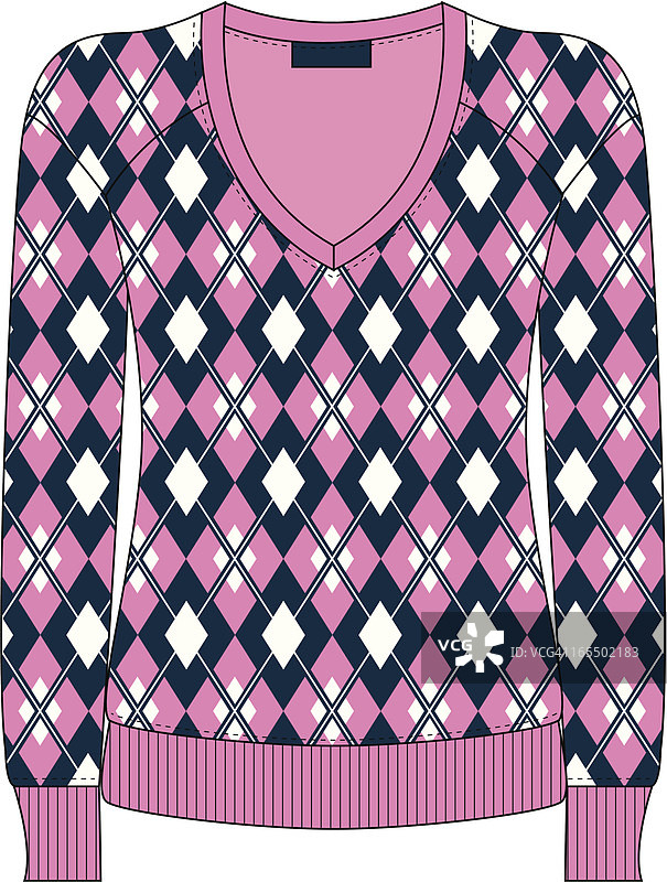 女士菱形时尚毛衣图片素材
