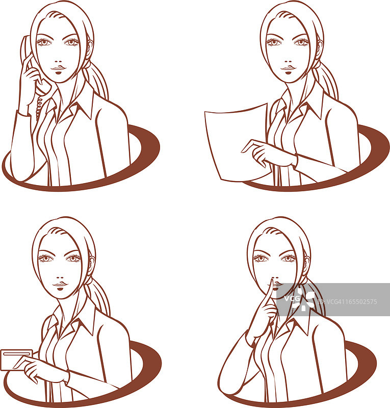 有4种手势的办公室女士图片素材