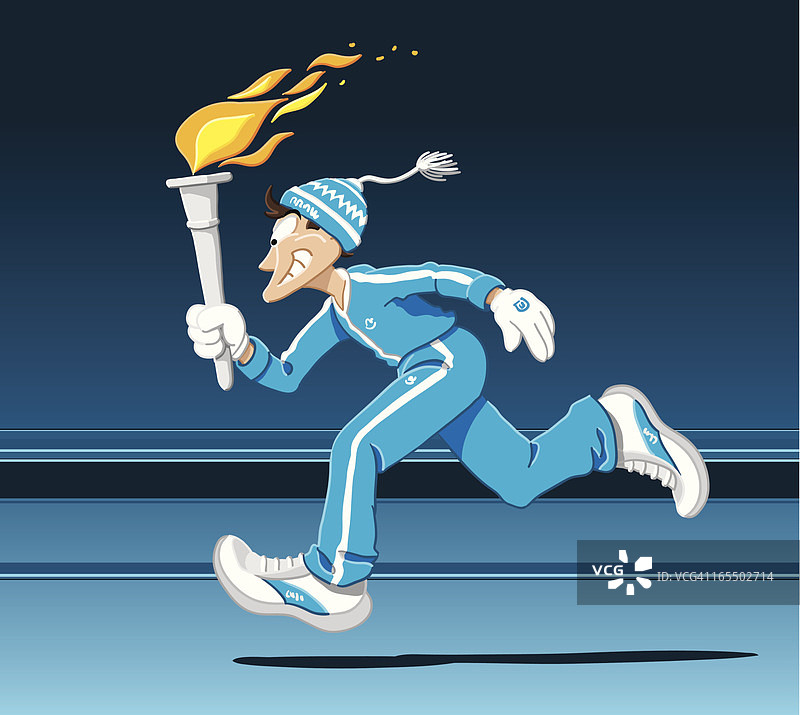 冬季火炬赛跑者图片素材