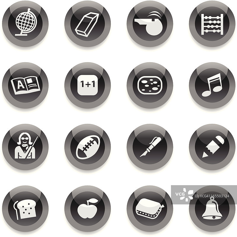 黑色圆形图标 - 学校图片素材