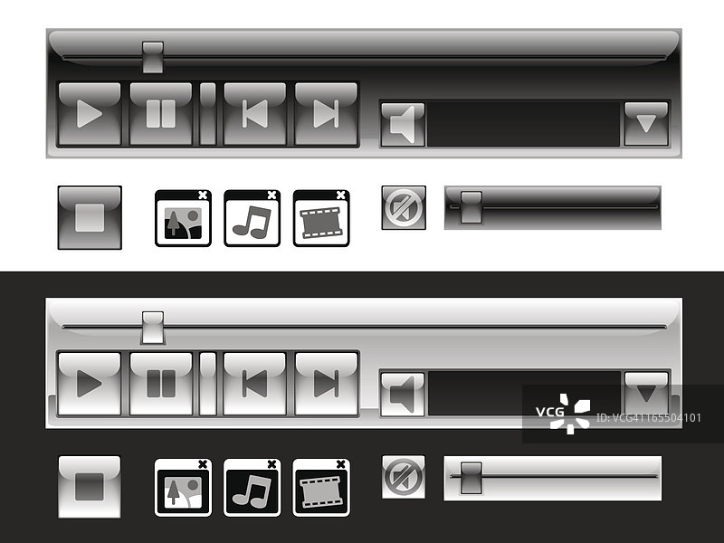 带播放条的媒体图标 - 方形图片素材