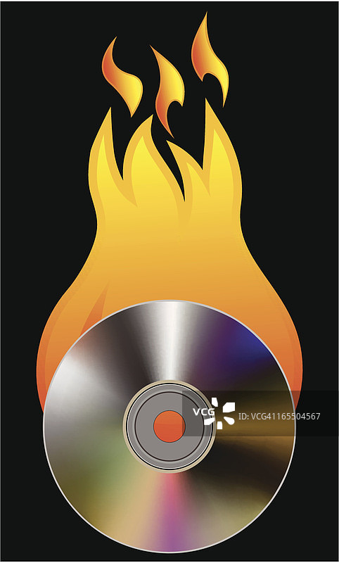 燃烧的CD或DVD光盘矢量图图片素材