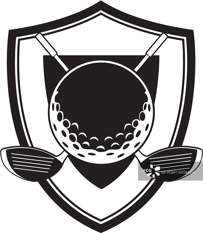 高尔夫球与球杆徽章图片素材