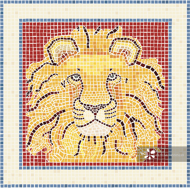 马赛克狮子图片素材