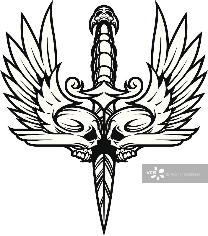 黑白双骷髅翼刀图片素材