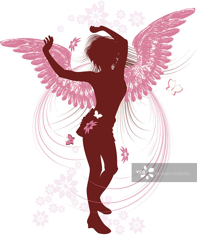 跳舞的天使剪影图片素材