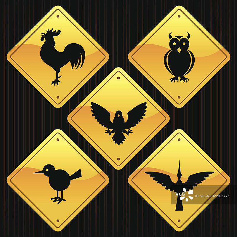 黄色标志与鸟类图片素材