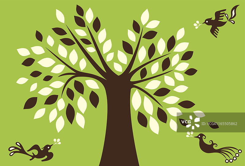 生态魔法树鸟图片素材