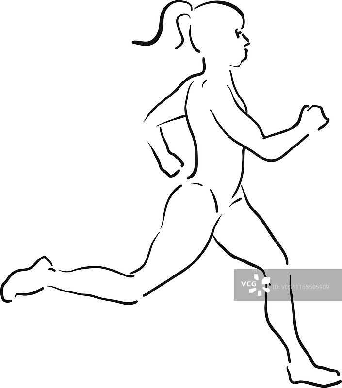 一名跑步女人的线条图片素材