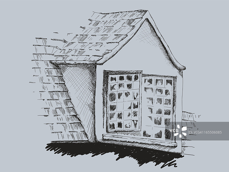 精细的窗户素描矢量图图片素材