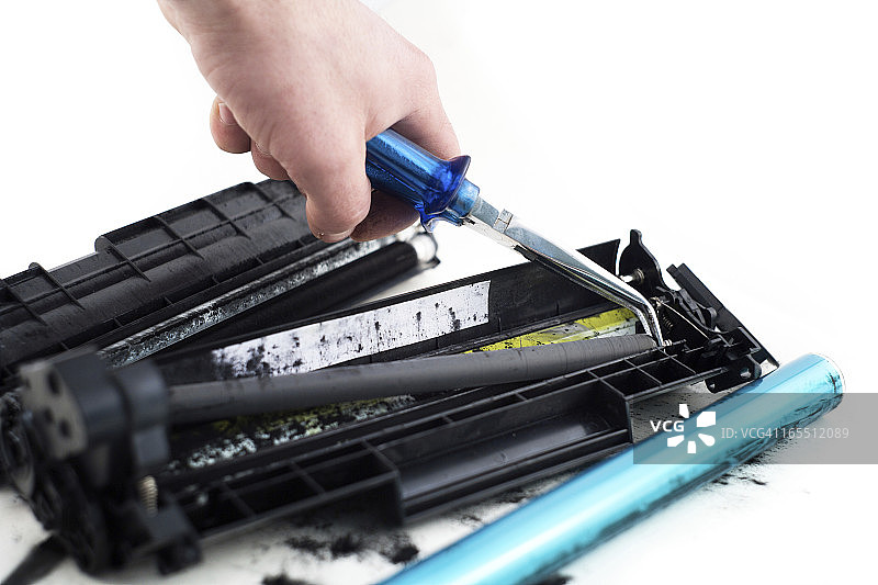 已拆卸的打印机碳粉盒图片素材