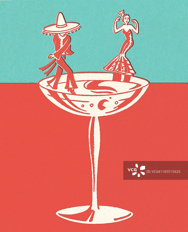 香槟酒杯中的两名舞者图片素材