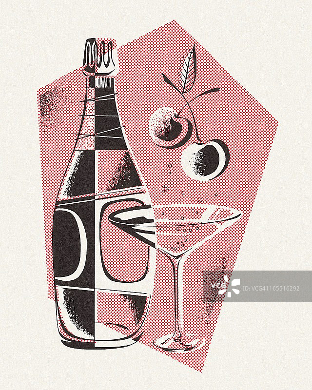 瓶子和马提尼酒杯图片素材