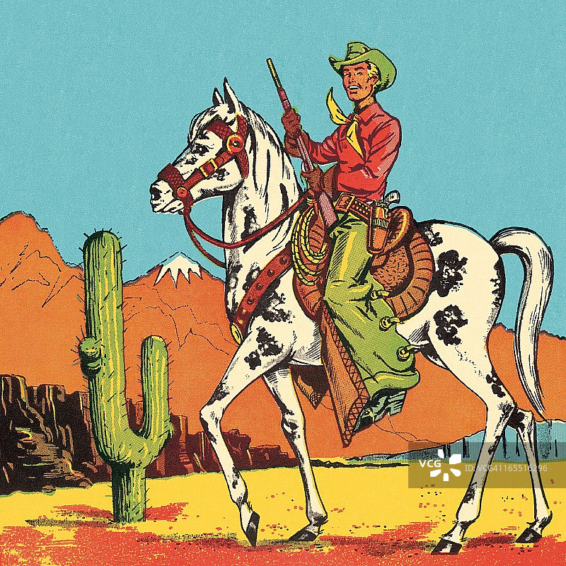 牛仔骑马图片素材