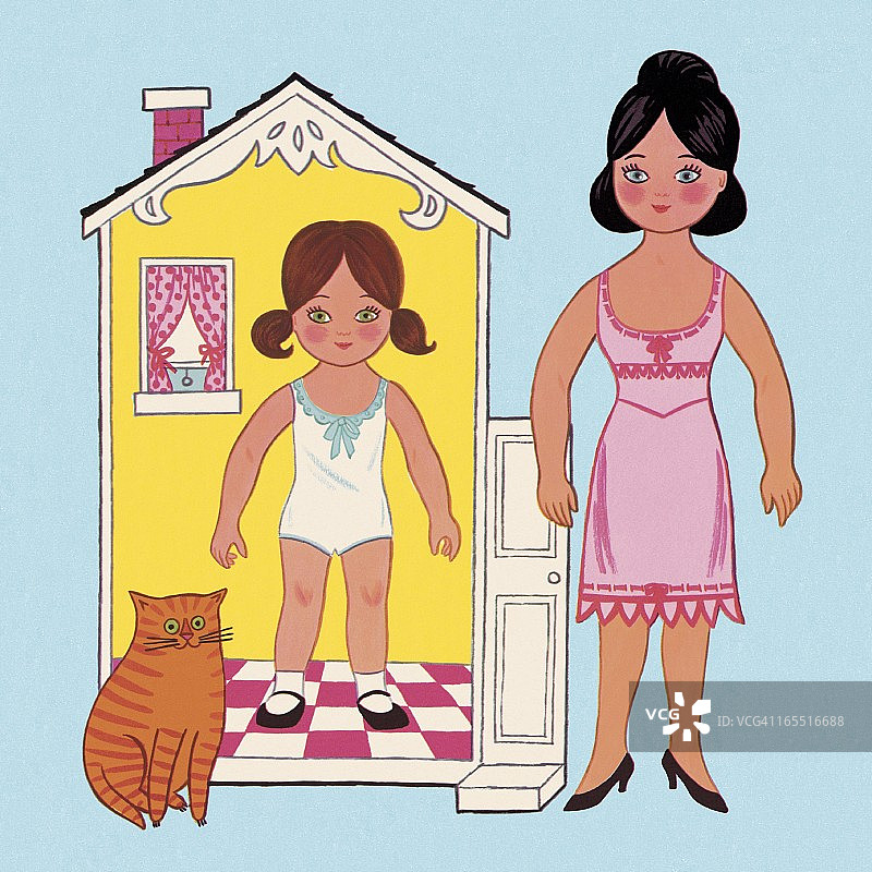 在游戏屋里的母女图片素材