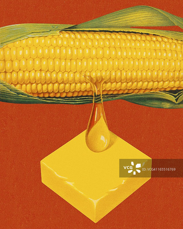 玉米棒和黄油图片素材