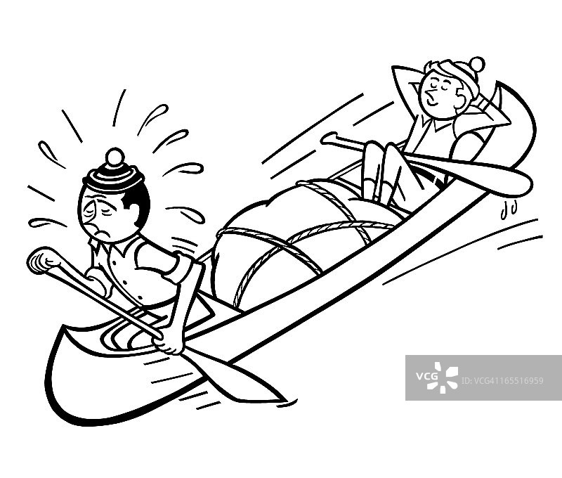 一个人在独木舟上完成所有工作图片素材