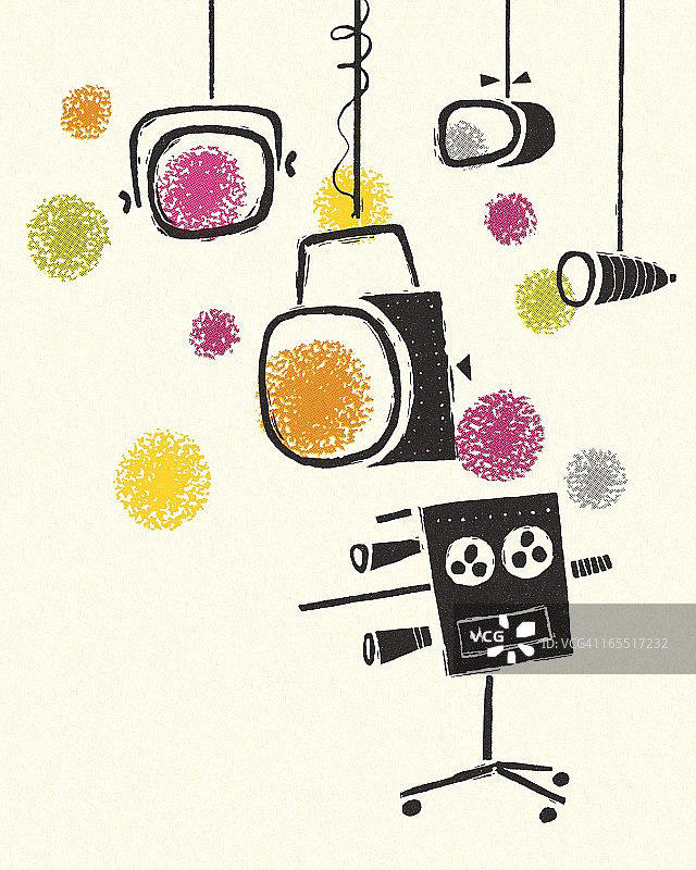 电视摄像机和灯光图片素材