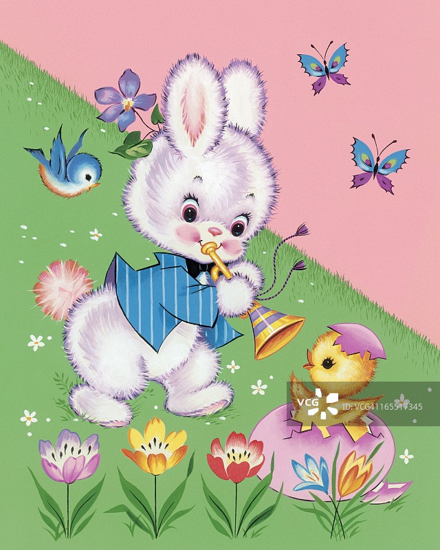 兔子吹喇叭图片素材