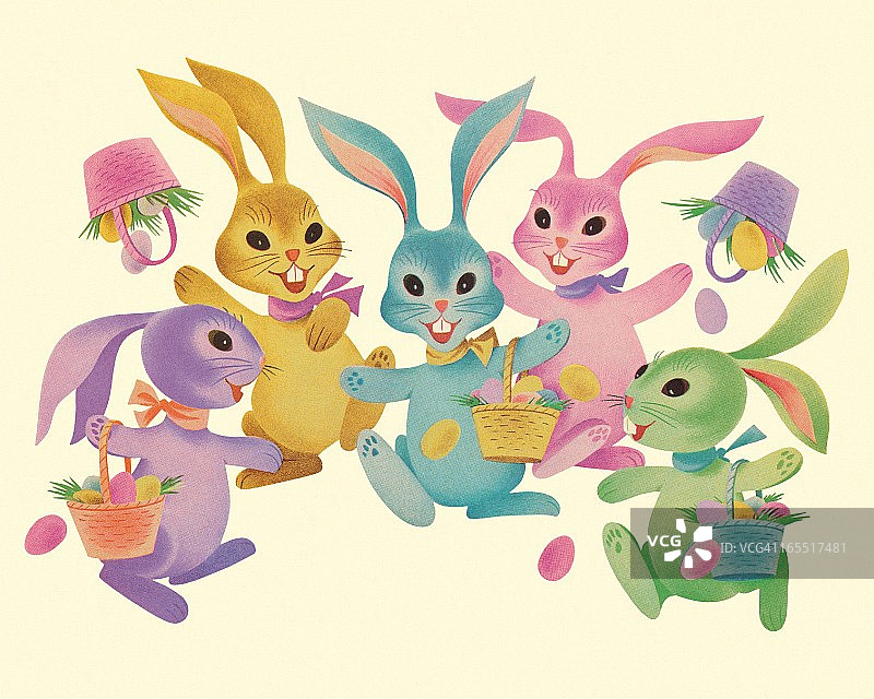 彩色复活节兔子图片素材