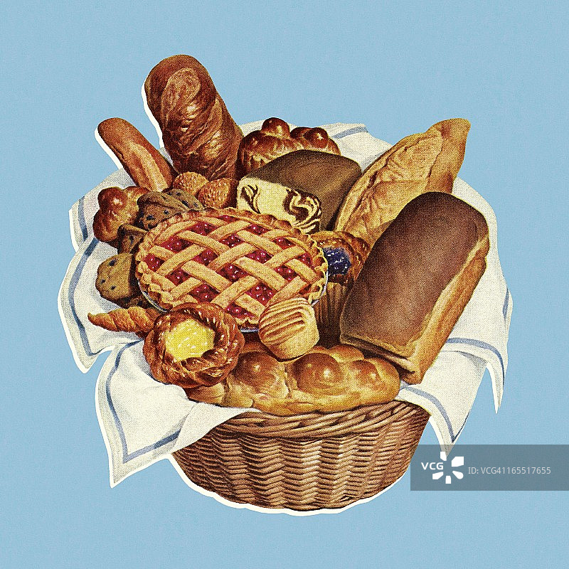 装满烘焙食品的篮子图片素材