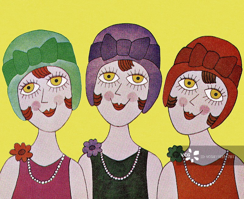 三个时髦女郎图片素材