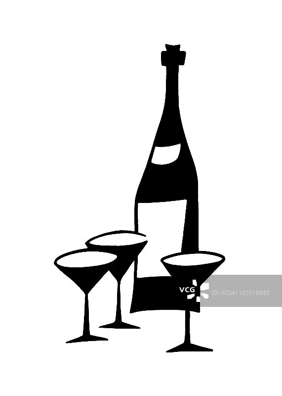 葡萄酒和三个玻璃杯图片素材