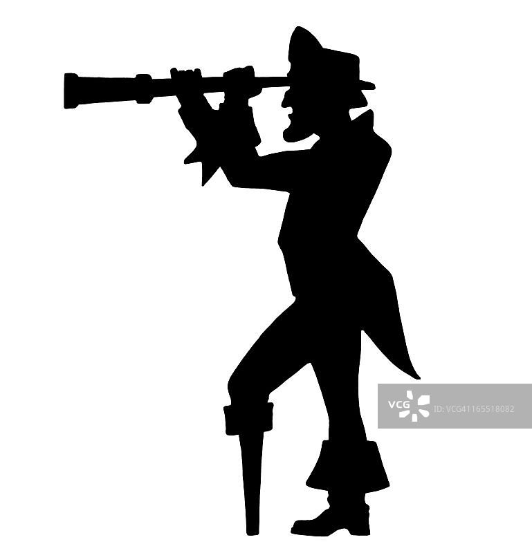 用望远镜观察的海盗图片素材