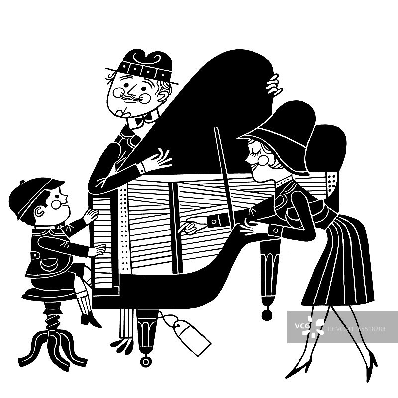 男孩弹钢琴图片素材