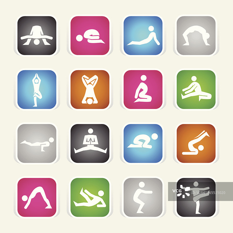 彩色瑜伽图标图片素材