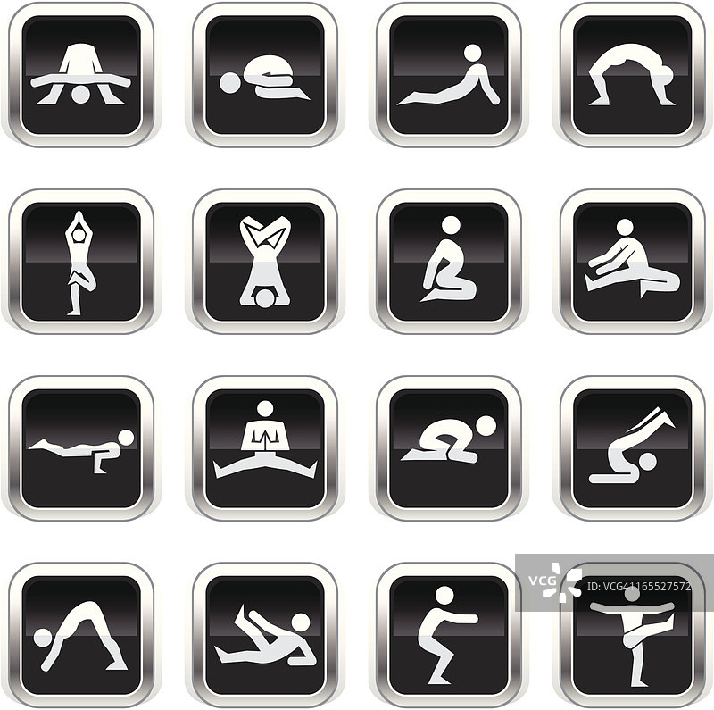 超亮黑图标 - 瑜伽图片素材