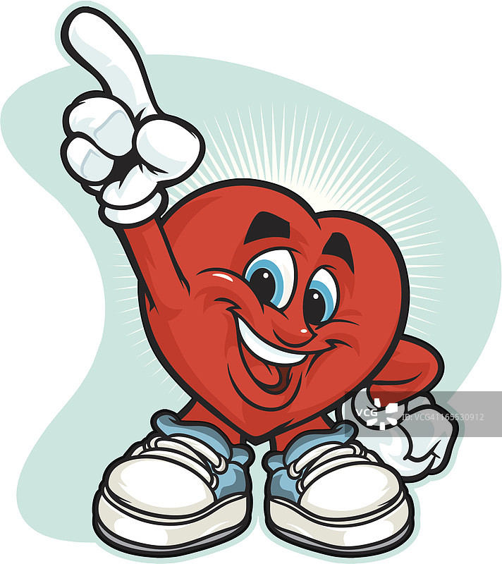 咯咯笑的红色健康心脏卡通形象图片素材