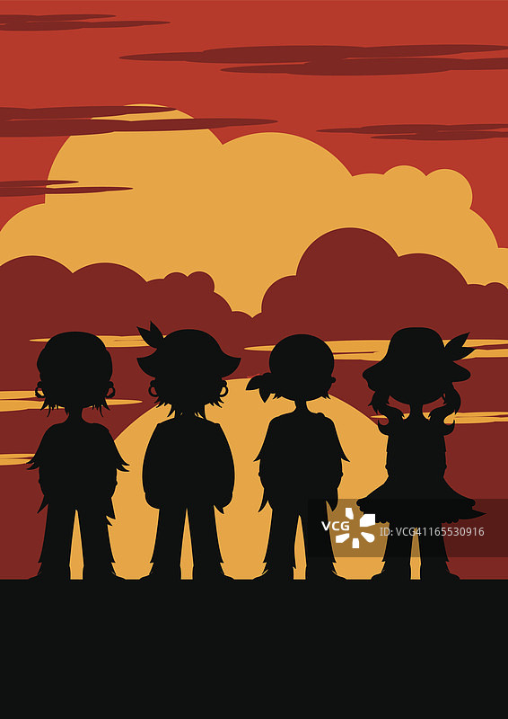 日落时分的海盗轮廓图片素材