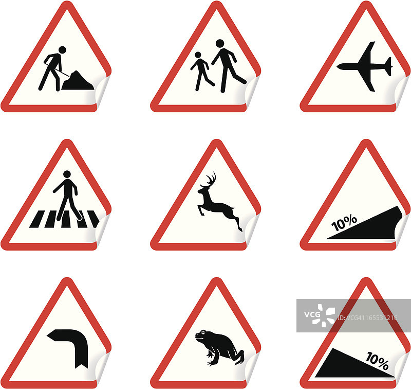 路标和警告贴纸图片素材